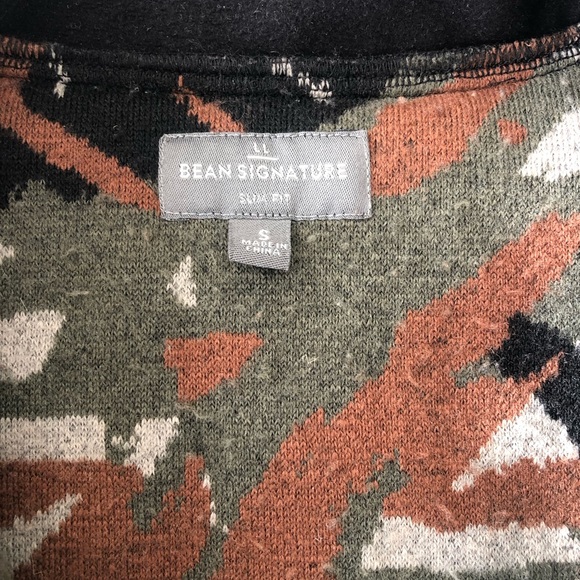 LL BEAN SIGNATURE Slim High Pile Pullover Fleece Jacket 1/4 Zip CAMO Mens Small - Picture 3 of 5